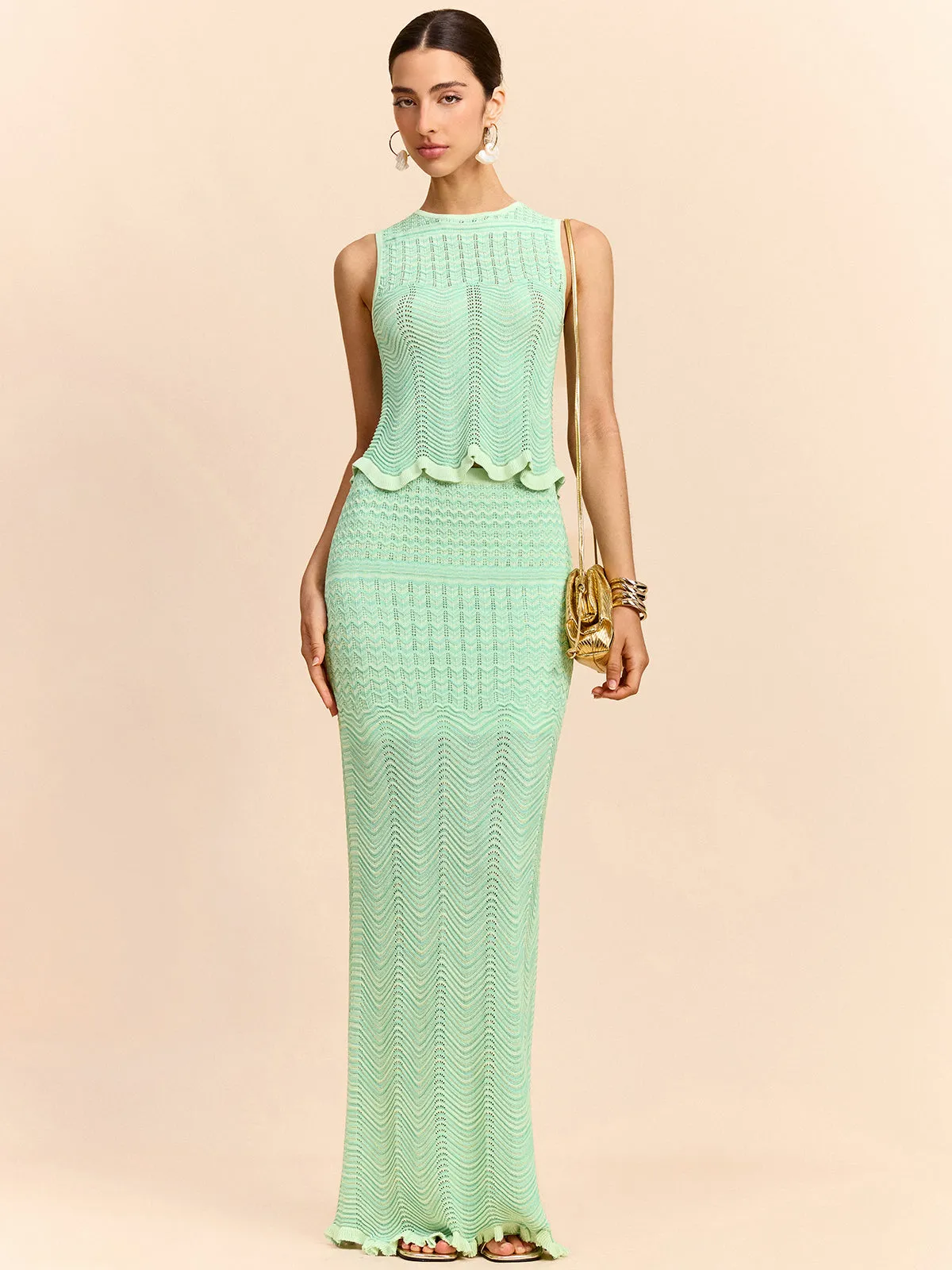 Wave Pattern Sleeveless Knit Top sold by COMMENSE product image thumbnail 2