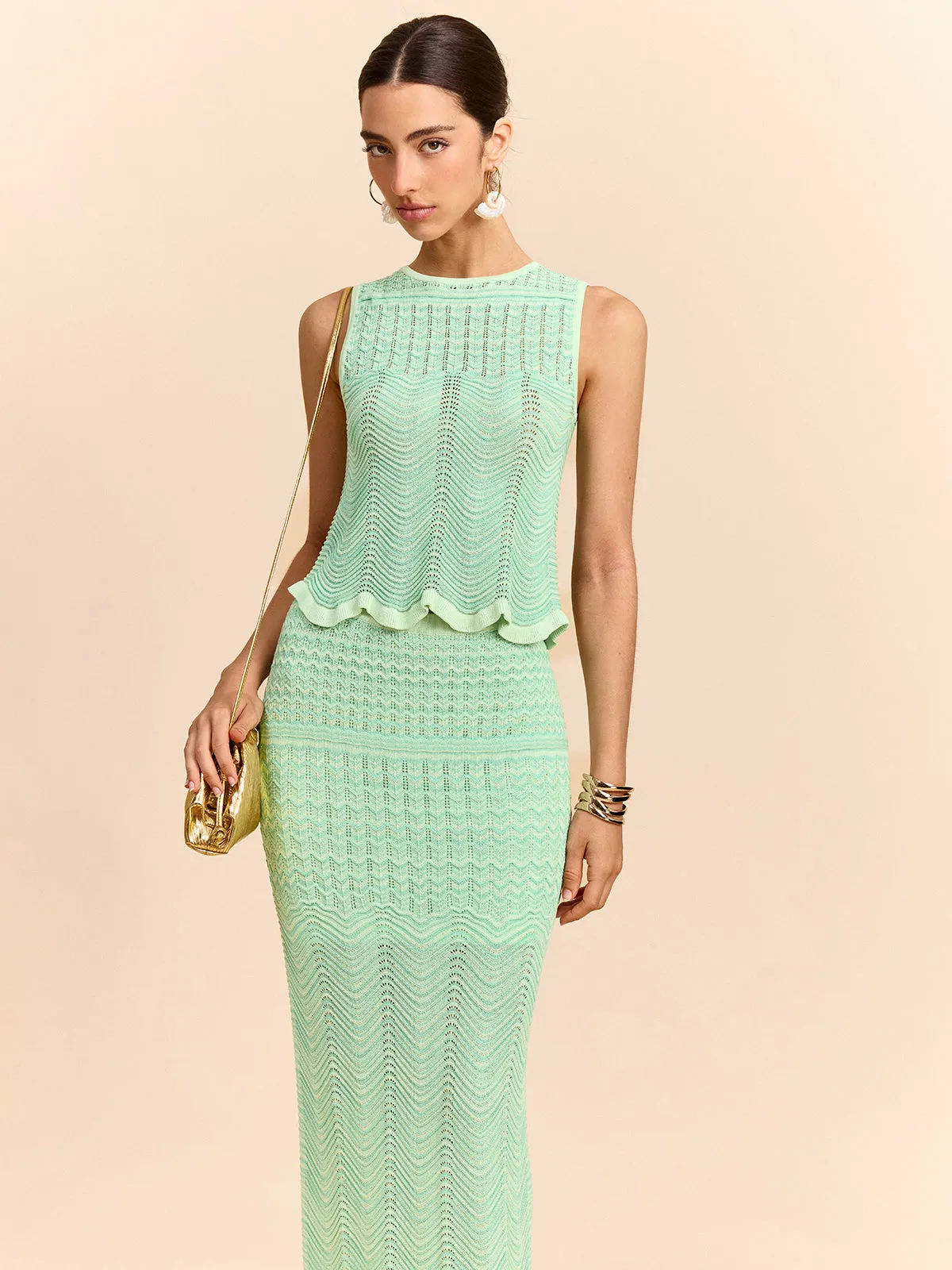 Wave Pattern Sleeveless Knit Top sold by COMMENSE product image thumbnail 3