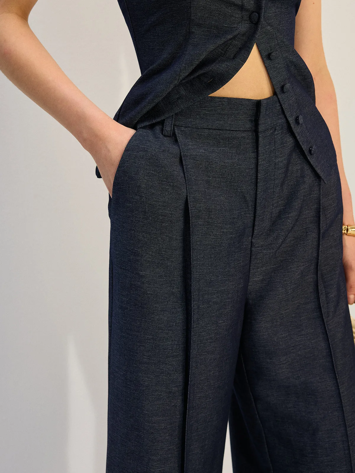 Denim Wide-Leg Pants sold by COMMENSE product image thumbnail 2