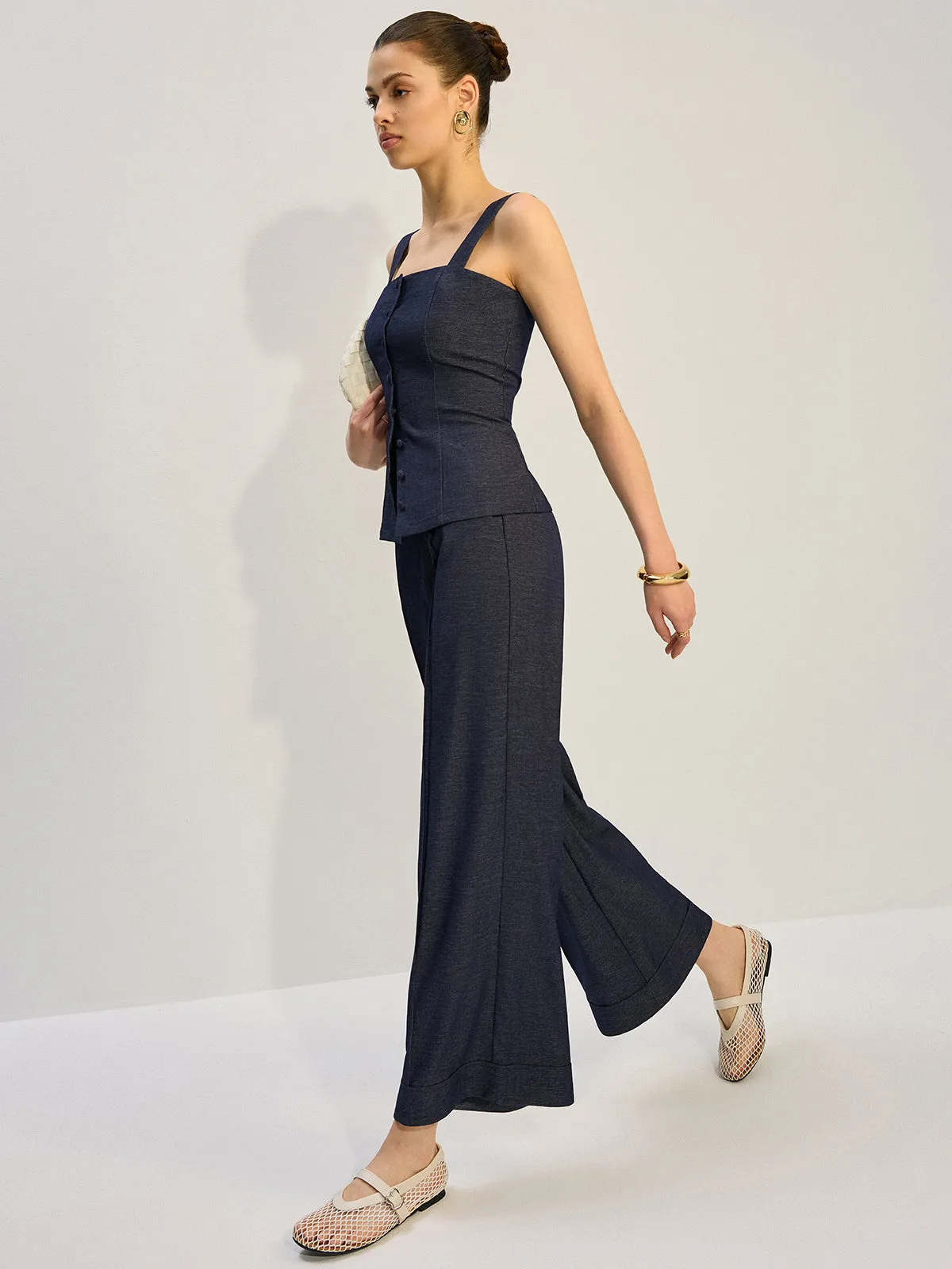 Denim Wide-Leg Pants sold by COMMENSE product image thumbnail 3