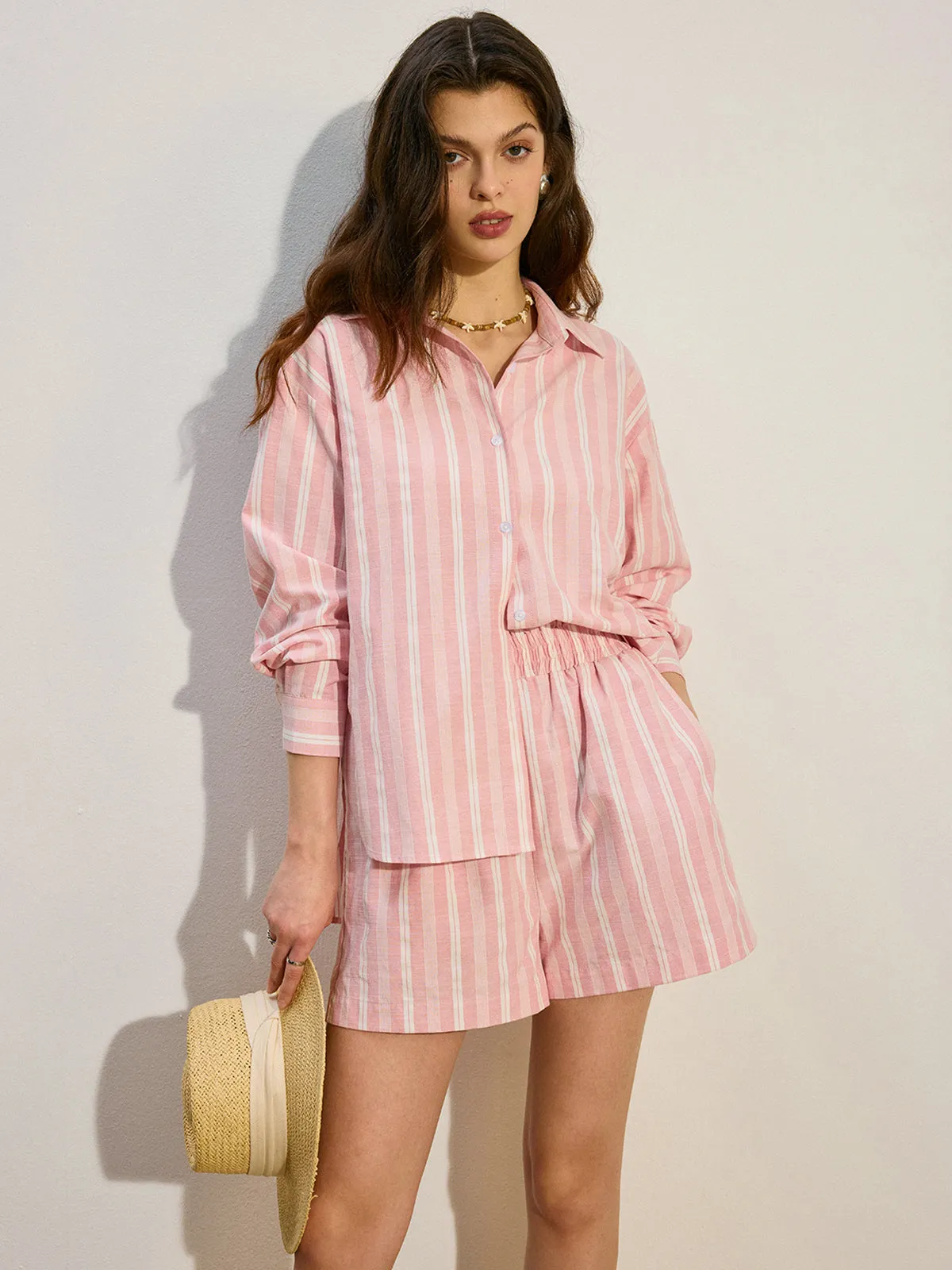 Oversized Striped Shorts Set sold by COMMENSE product image thumbnail 4
