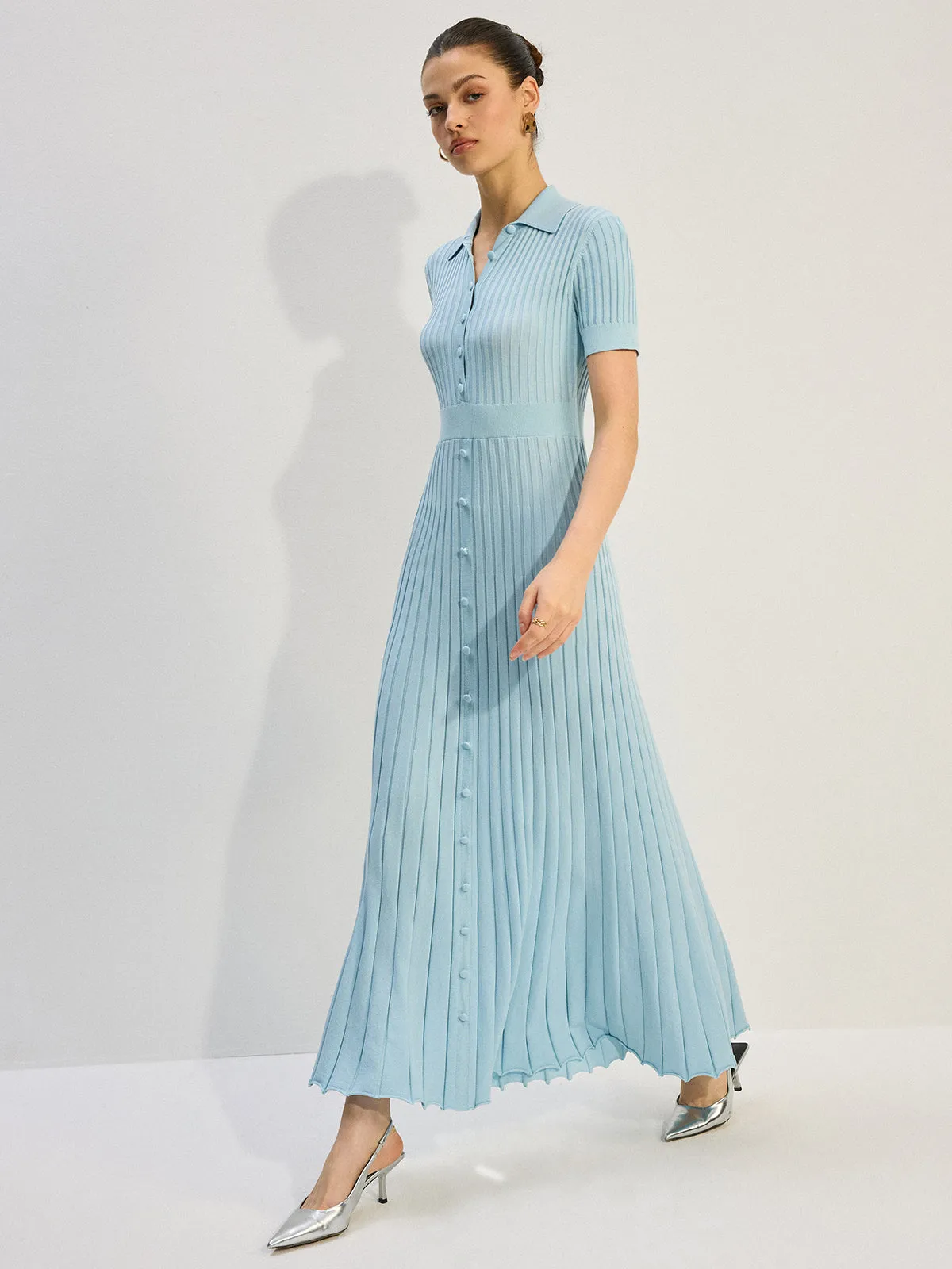 Knit Button-Front Maxi Dress sold by COMMENSE product image thumbnail 3