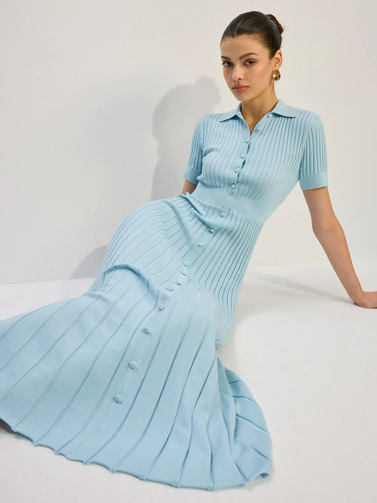 Knit Button-Front Maxi Dress sold by COMMENSE product image thumbnail 5