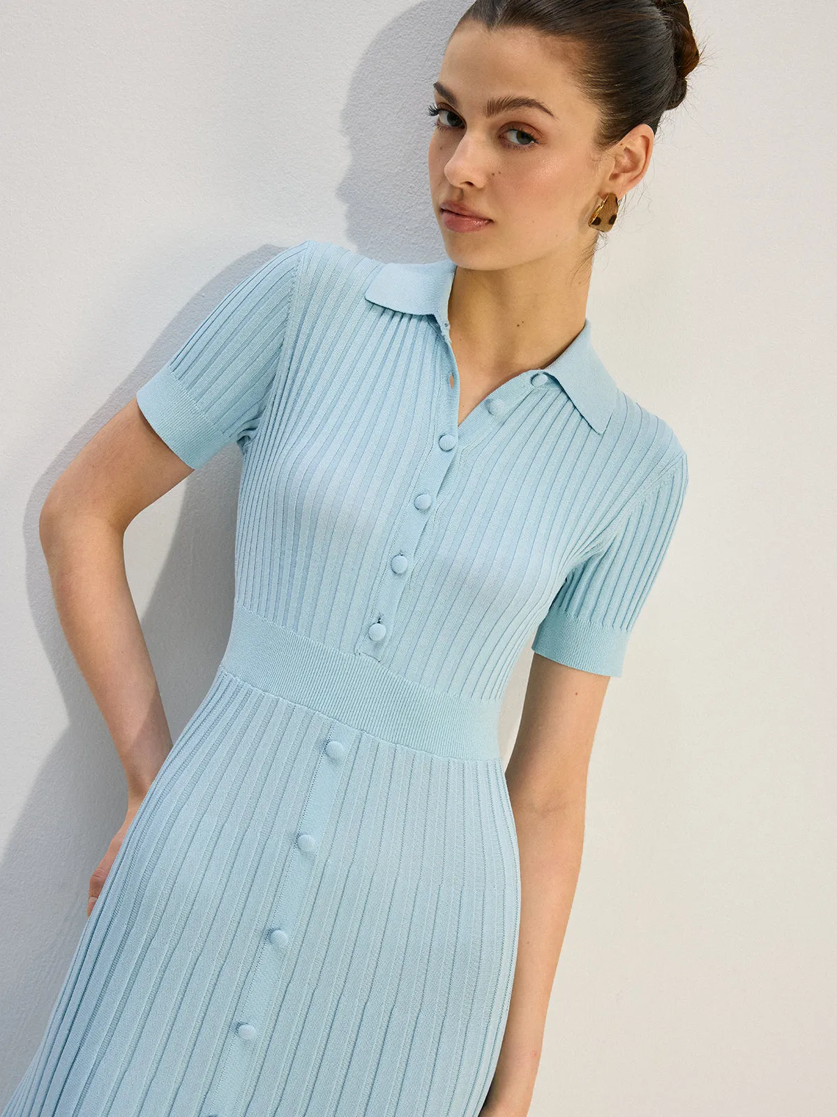 Knit Button-Front Maxi Dress sold by COMMENSE product image thumbnail 4