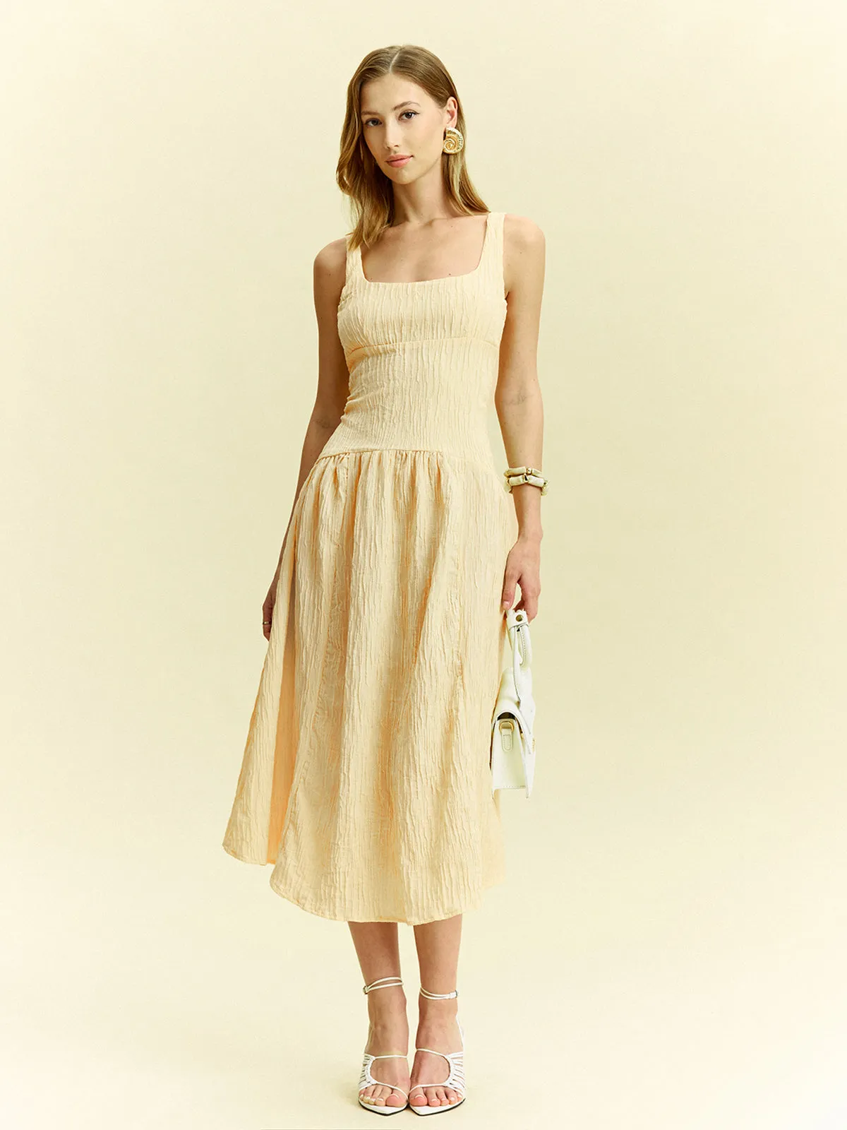 Textured Sleeveless Midi Dress sold by COMMENSE product image thumbnail 4