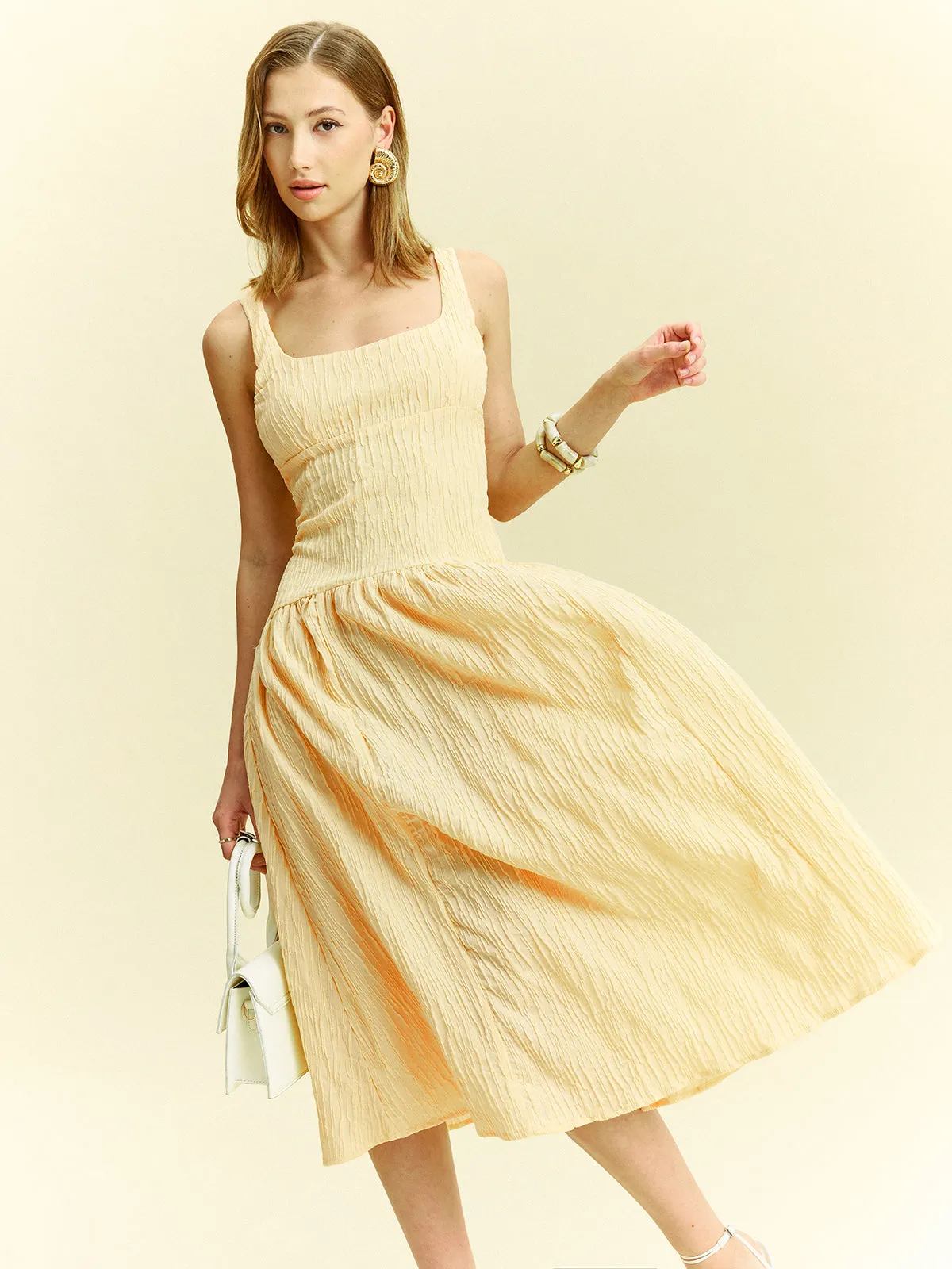 Textured Sleeveless Midi Dress sold by COMMENSE product image thumbnail 2