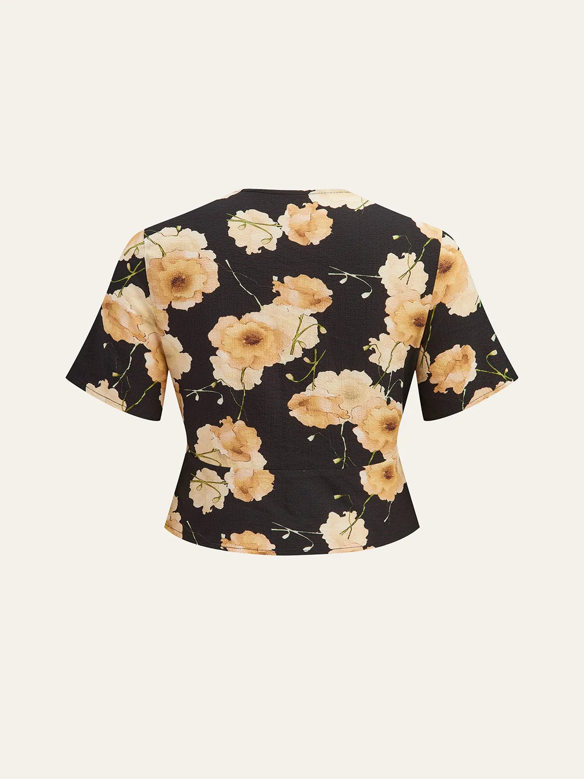 Floral Print Knotted Blouse sold by COMMENSE product image thumbnail 3