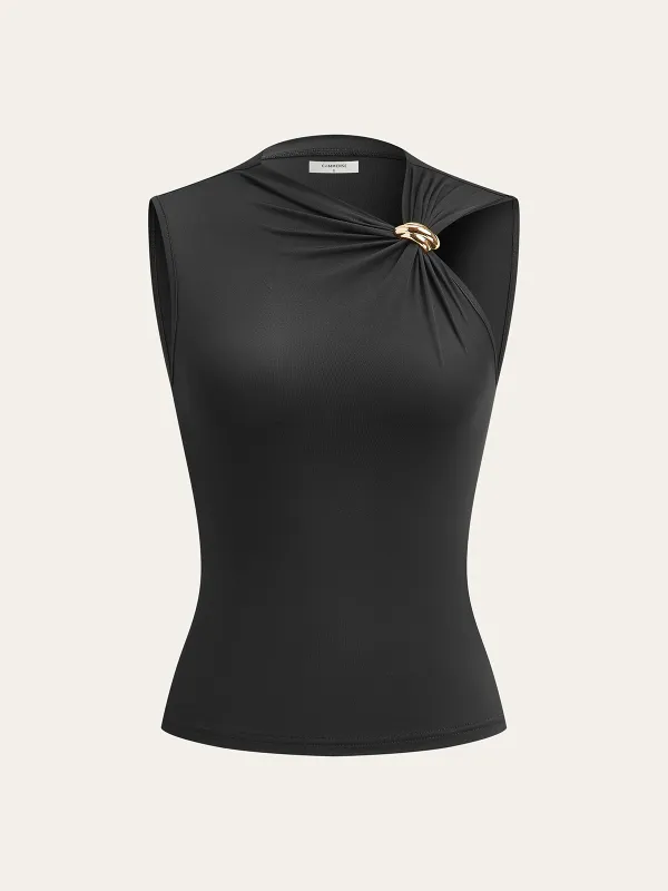 Asymmetric Sleeveless Top sold by COMMENSE