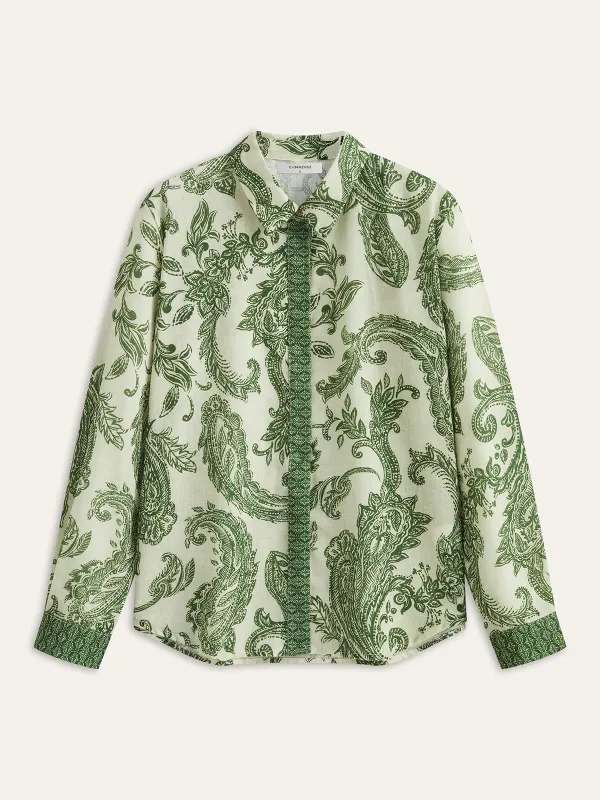 Paisley Print Button-Front Shirt sold by COMMENSE