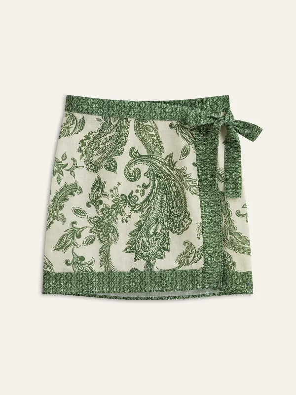 Paisley Print Wrap Skirt sold by COMMENSE