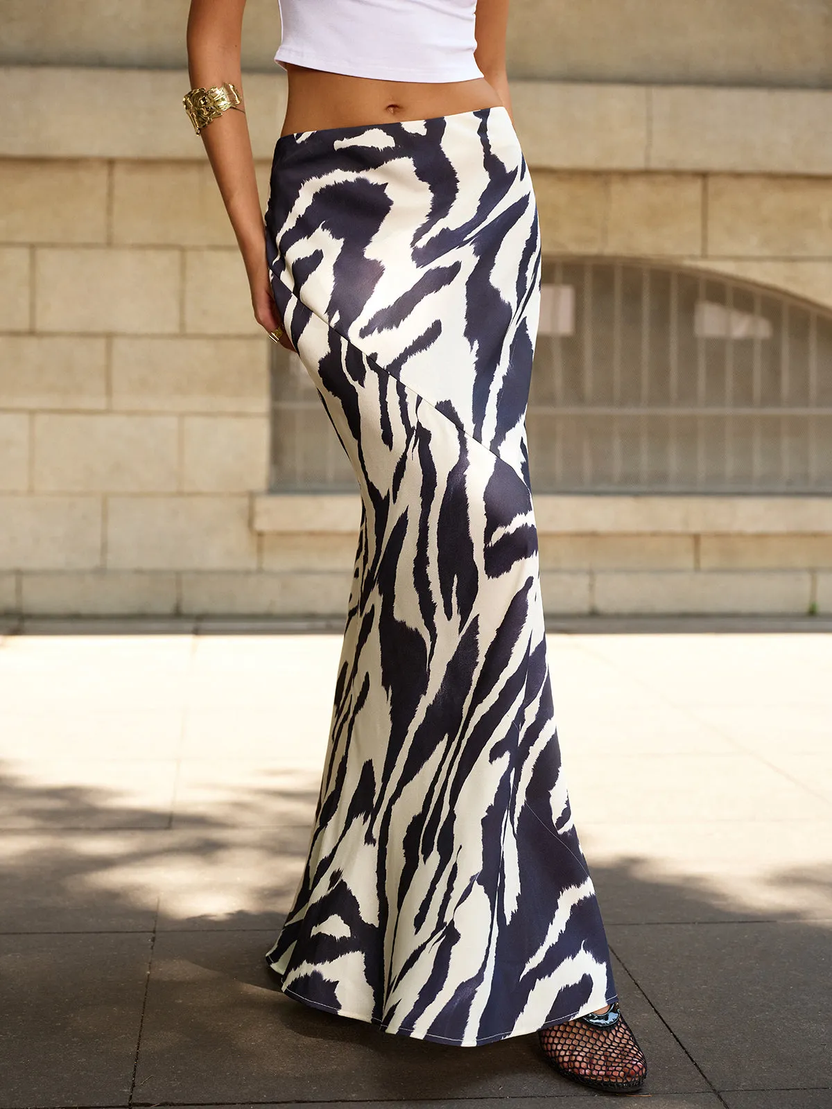 Zebra Print Maxi Skirt sold by COMMENSE product image thumbnail 5