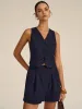 Sleeveless V-Neck Blazer and Shorts Set sold by COMMENSE