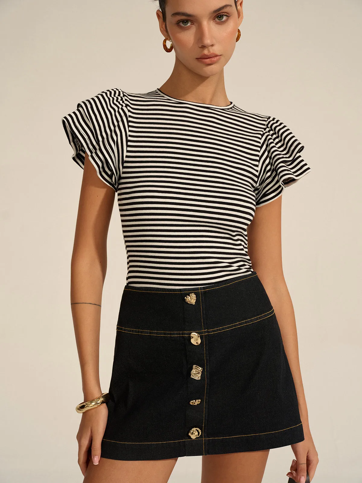 Striped Ribbed Top sold by COMMENSE