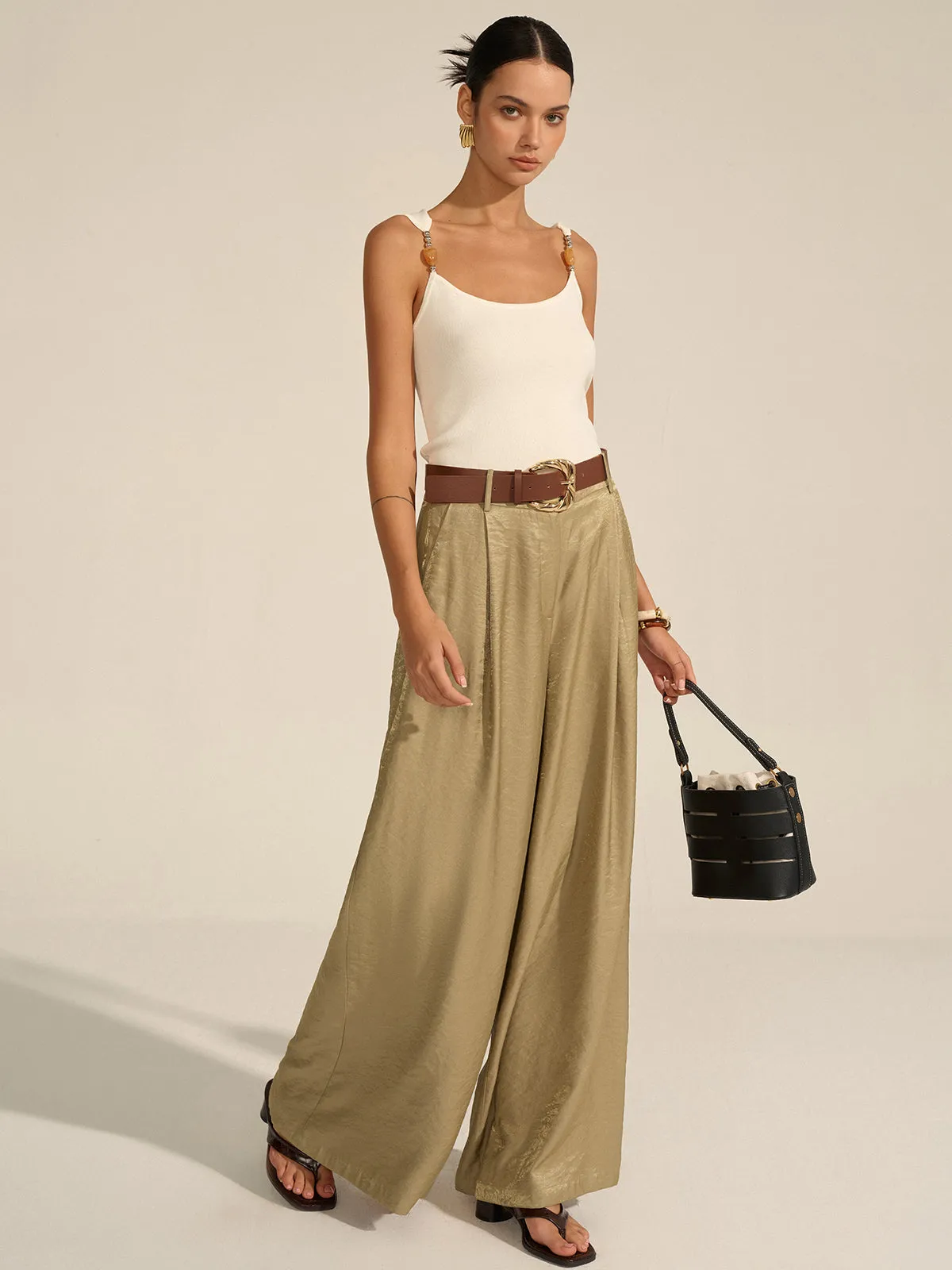 Belted Wide-Leg Pants sold by COMMENSE product image thumbnail 2