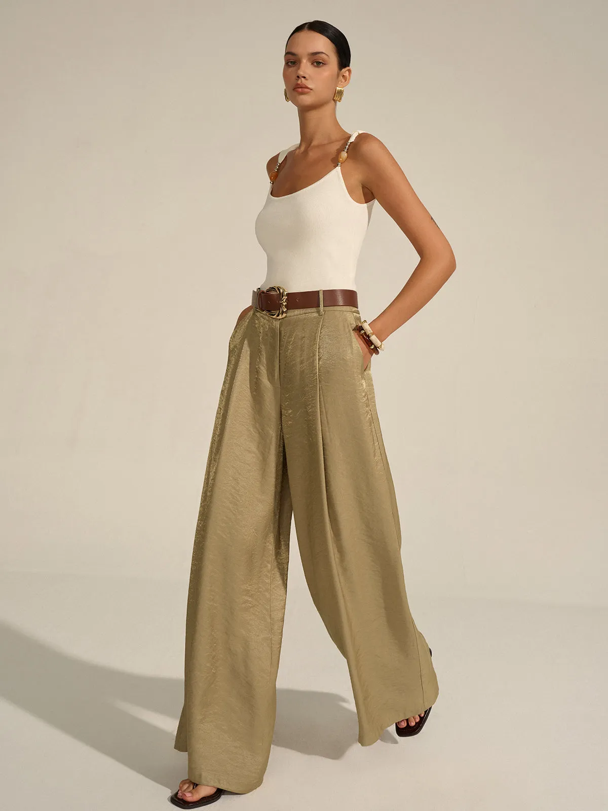 Belted Wide-Leg Pants sold by COMMENSE product image thumbnail 4