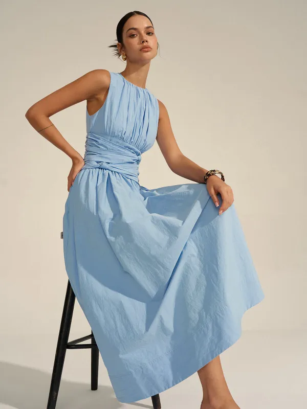 Ruched Waist Maxi Dress sold by COMMENSE