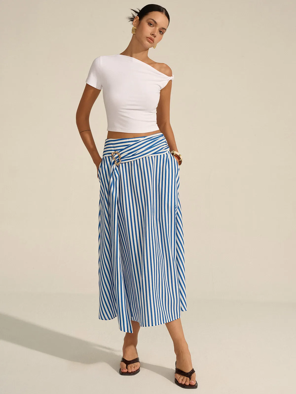 Striped Metal Decor Maxi Skirt sold by COMMENSE product image thumbnail 3