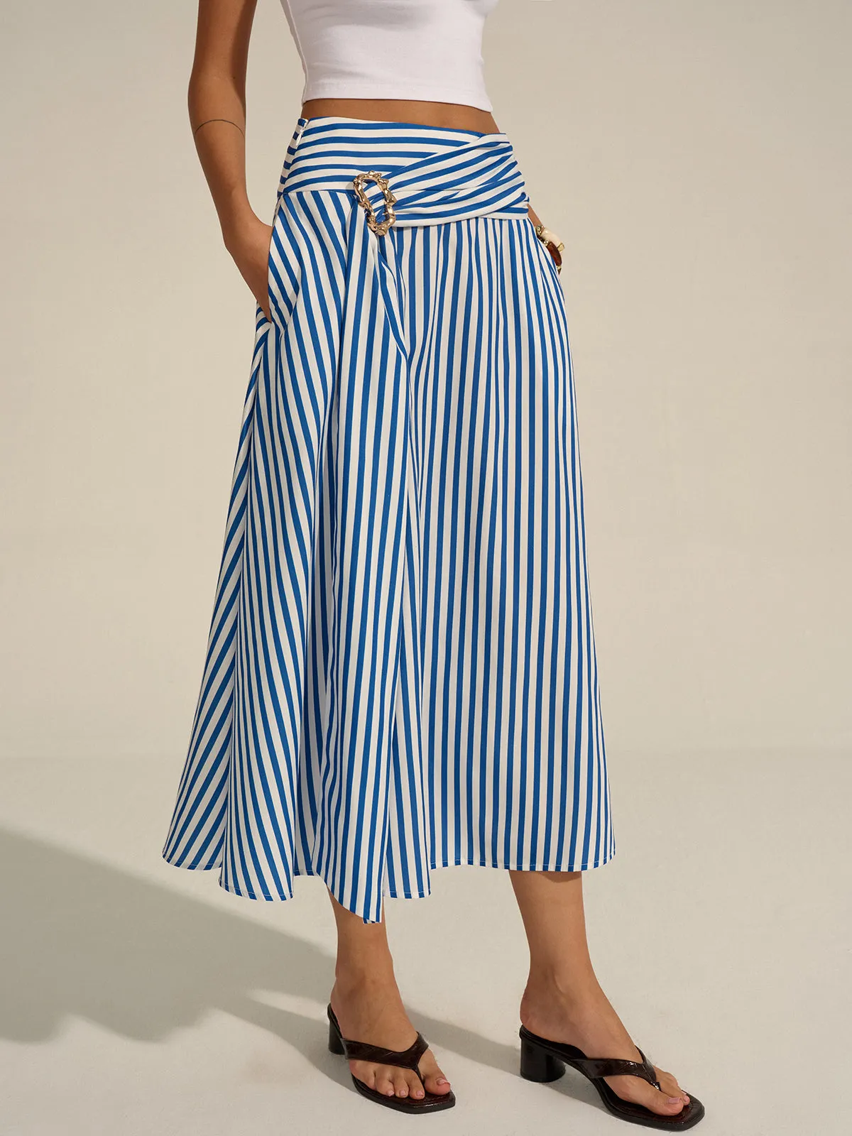 Striped Metal Decor Maxi Skirt sold by COMMENSE product image thumbnail 5