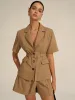 Short-Sleeved Belted Blazer sold by COMMENSE