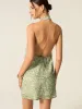 Halter Neck Cut-Out Printed Mini Dress sold by COMMENSE