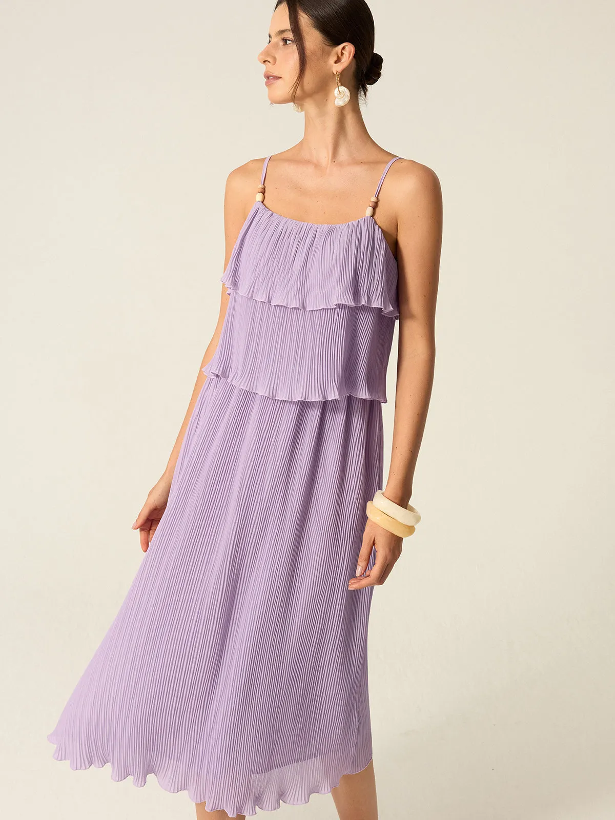 Tiered Pleated Maxi Dress sold by COMMENSE product image thumbnail 3
