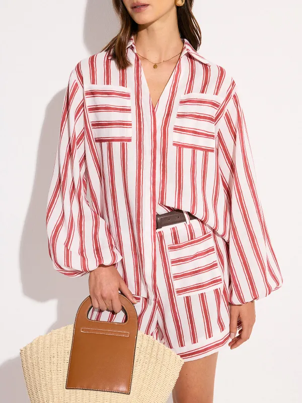 Pocketed Striped Shorts Set sold by COMMENSE