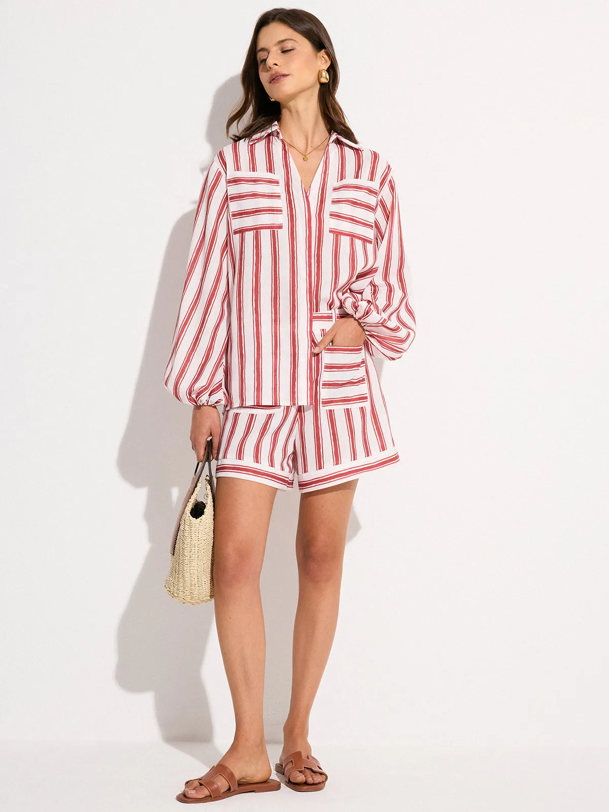 Pocketed Striped Shorts Set sold by COMMENSE product image thumbnail 4