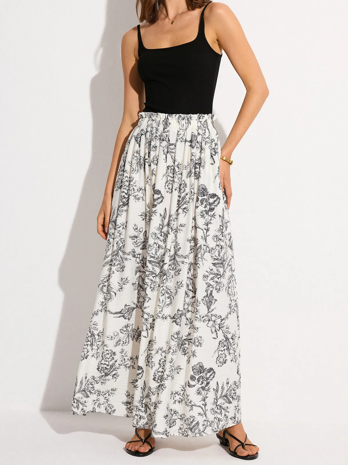 Pocketed Floral Print Maxi Skirt sold by COMMENSE product image thumbnail 3