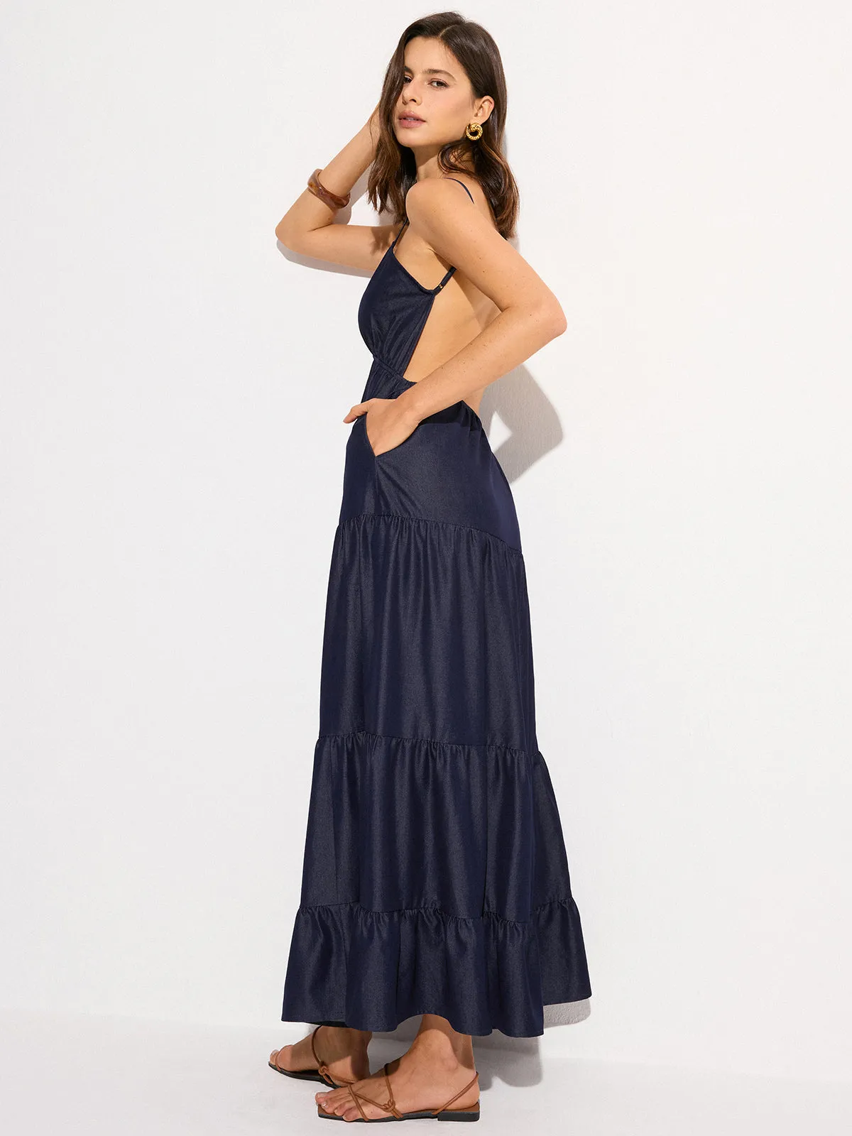 Backless Tiered Maxi Dress sold by COMMENSE product image thumbnail 4