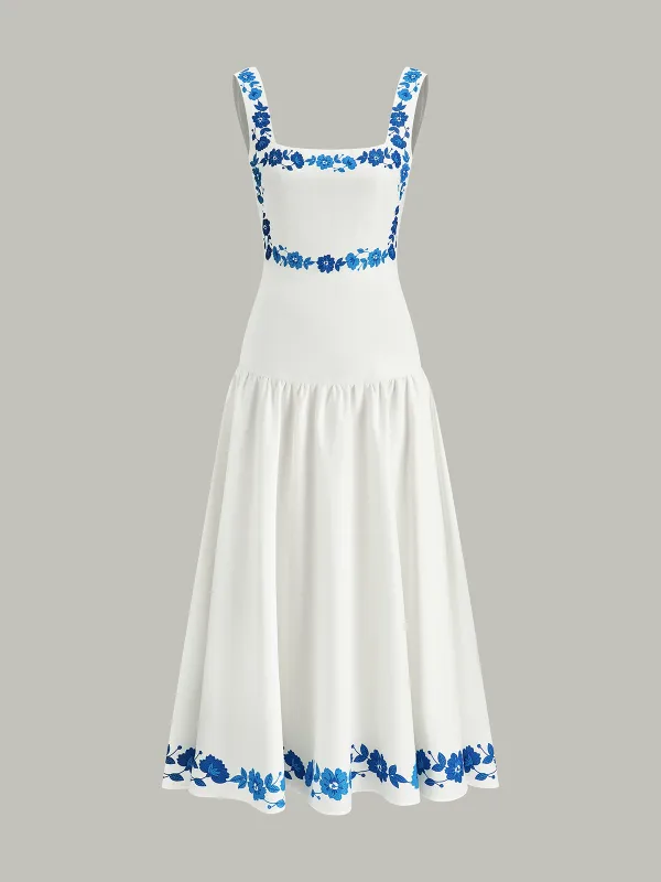 Bow Back Print Midi Dress made by COMMENSE