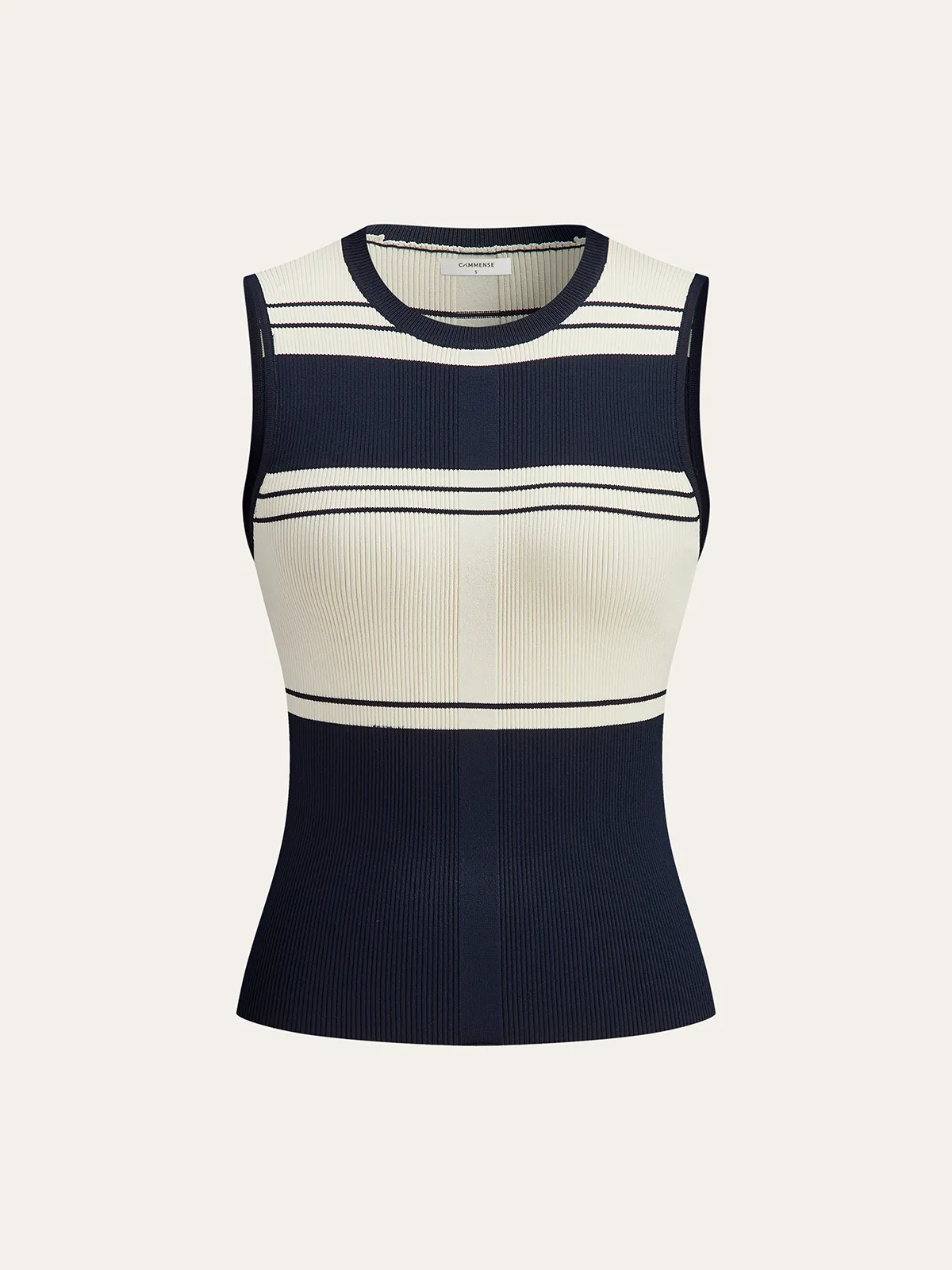 Contrast Color Striped Knit Top sold by COMMENSE