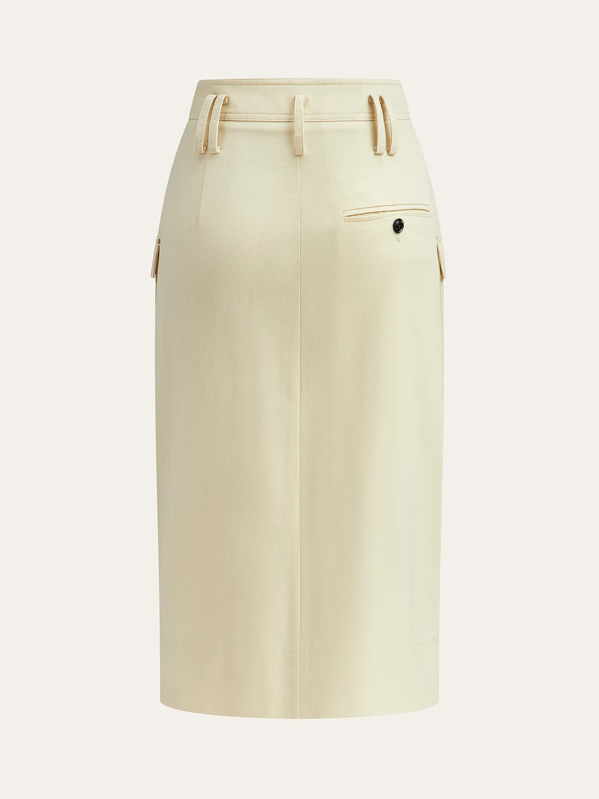 Pocketed Button-Front Midi Skirt sold by COMMENSE product image thumbnail 3