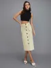 Pocketed Button-Front Midi Skirt sold by COMMENSE