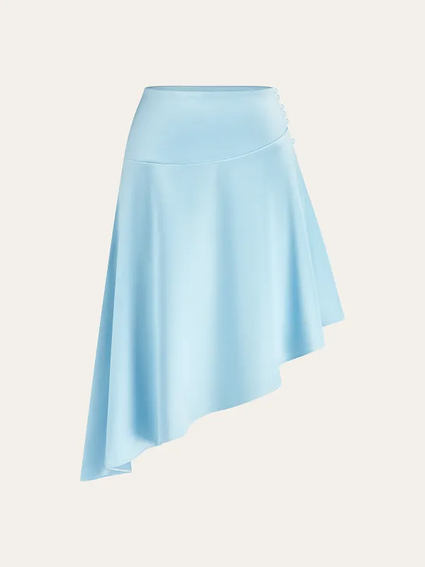Asymmetrical Skirt with Side Buttons sold by COMMENSE