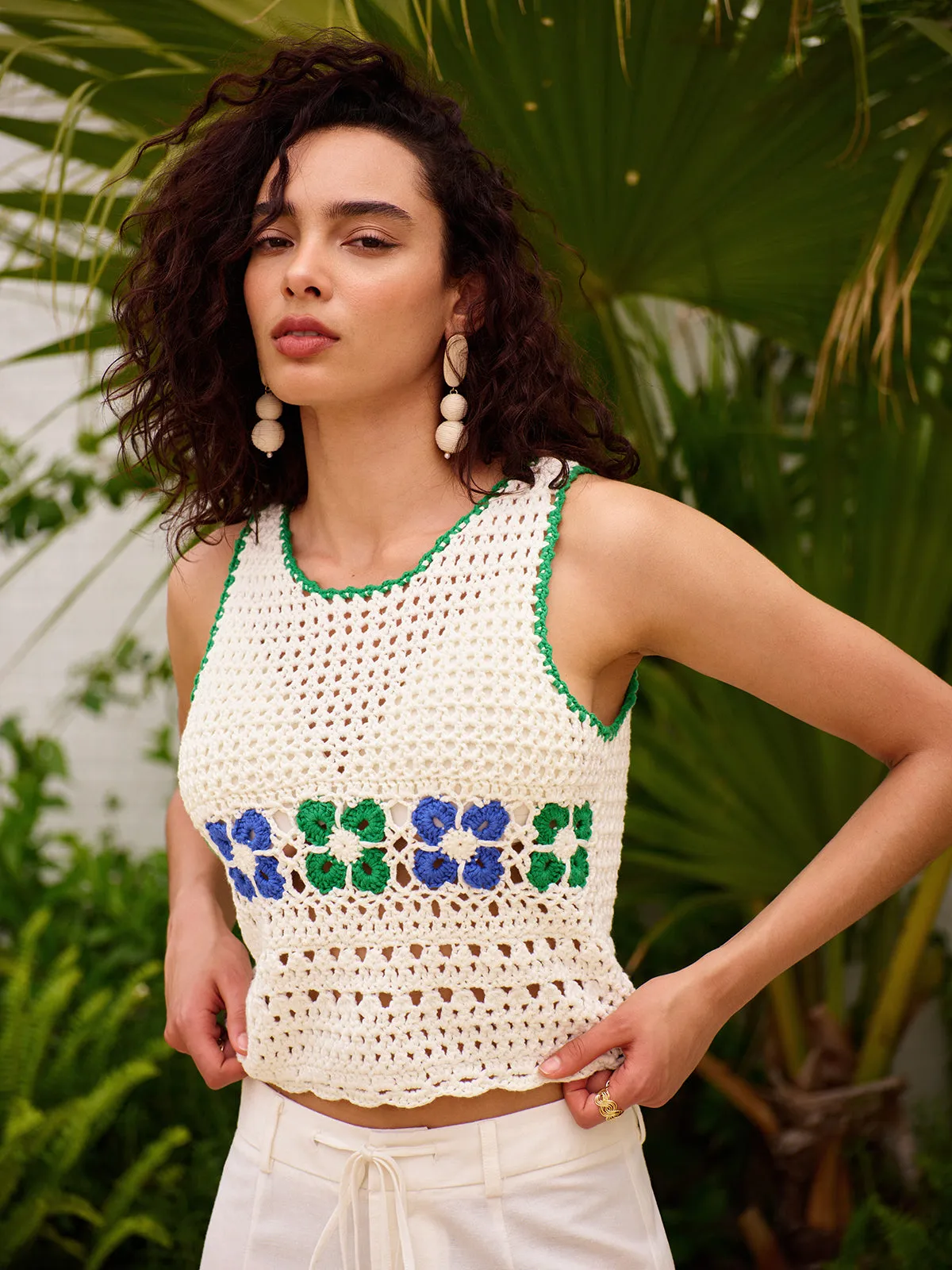 Floral Crochet Sweater Vest sold by COMMENSE product image thumbnail 5