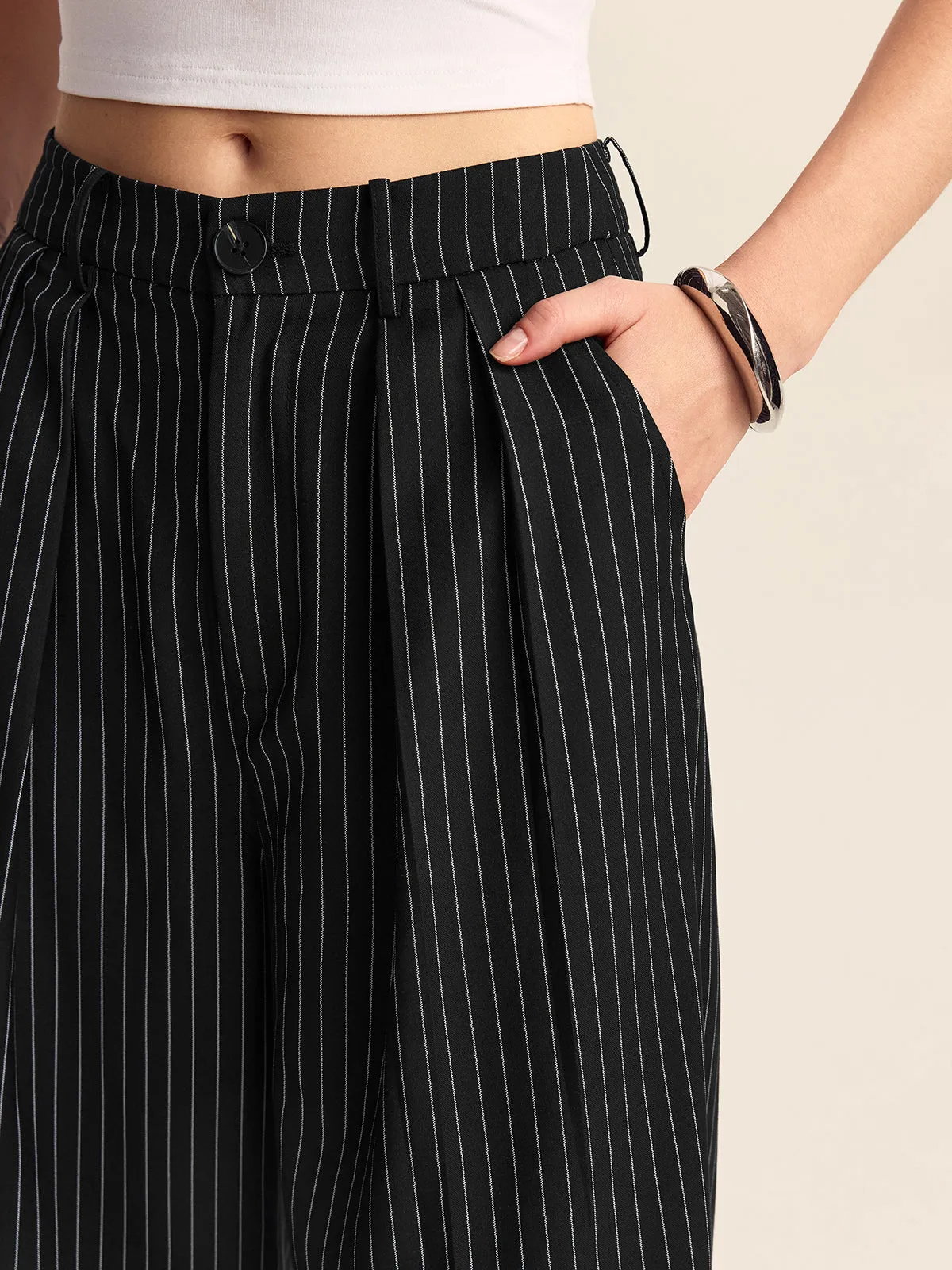 Striped Wide-Leg Pants sold by COMMENSE product image thumbnail 5