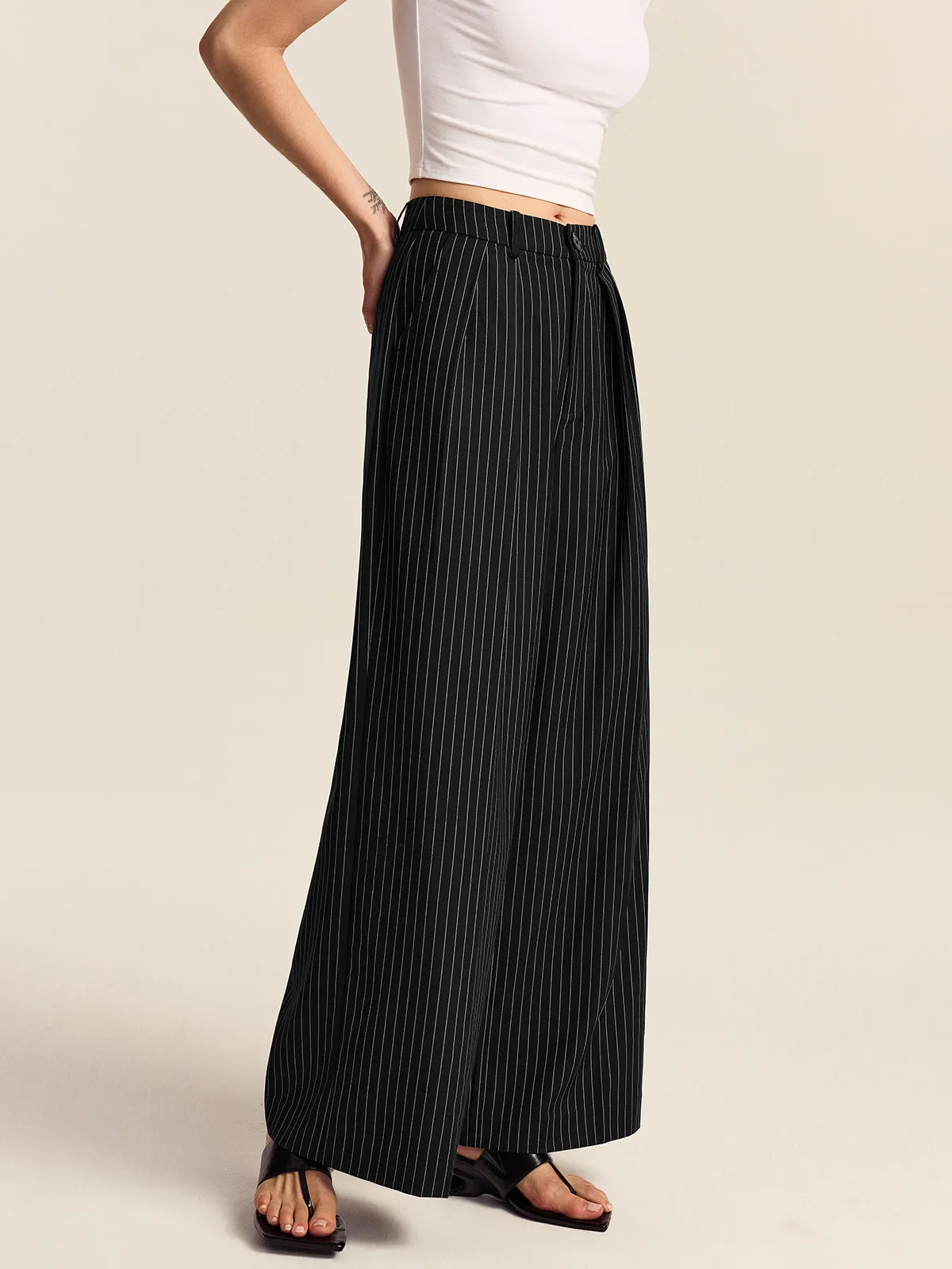 Striped Wide-Leg Pants sold by COMMENSE product image thumbnail 4