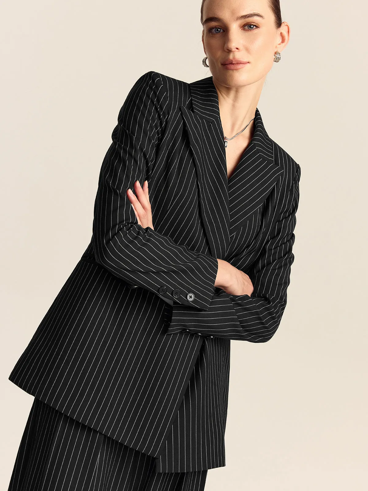 Striped Double-Breasted Blazer sold by COMMENSE product image thumbnail 4