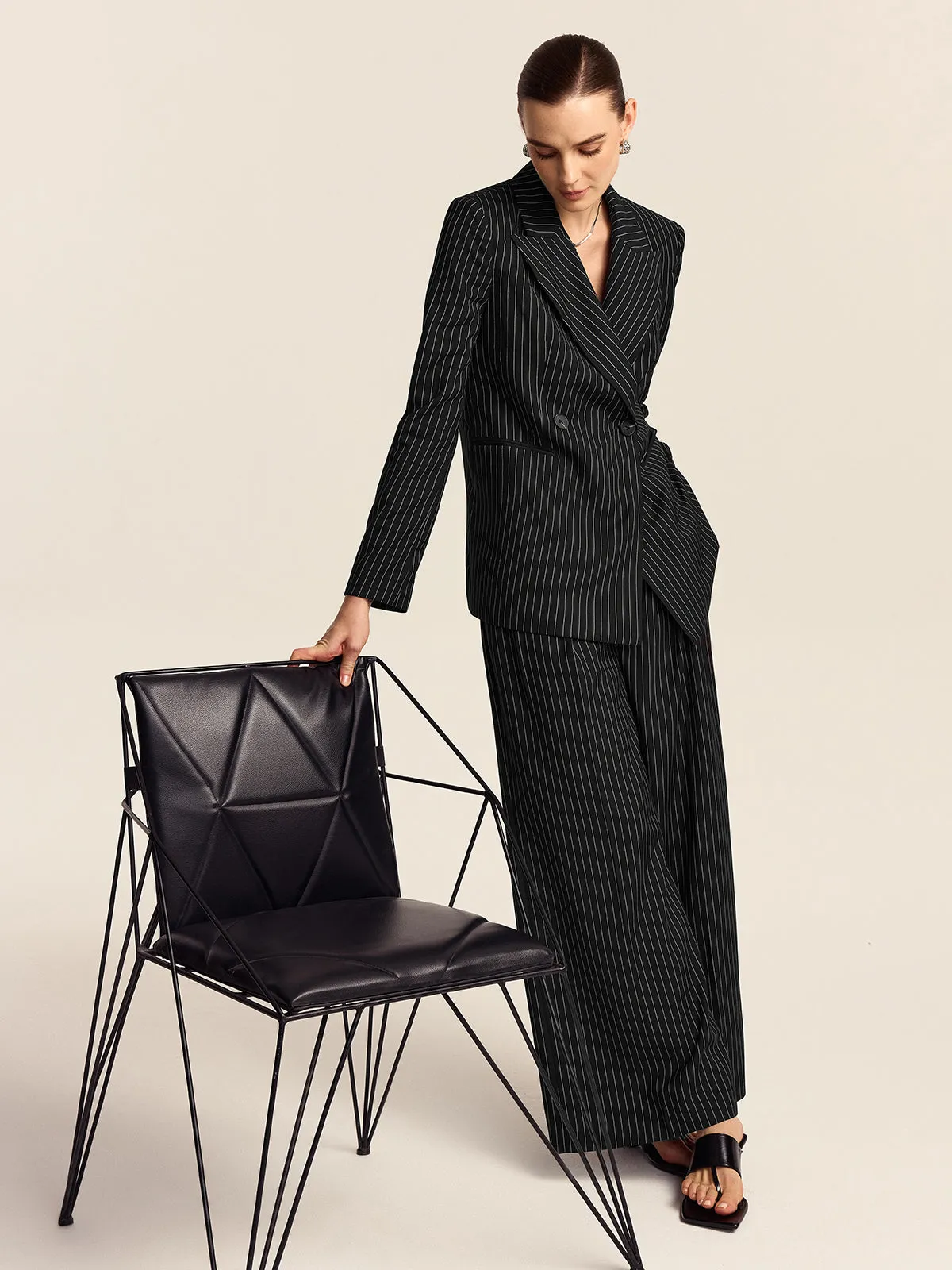 Striped Double-Breasted Blazer sold by COMMENSE product image thumbnail 2