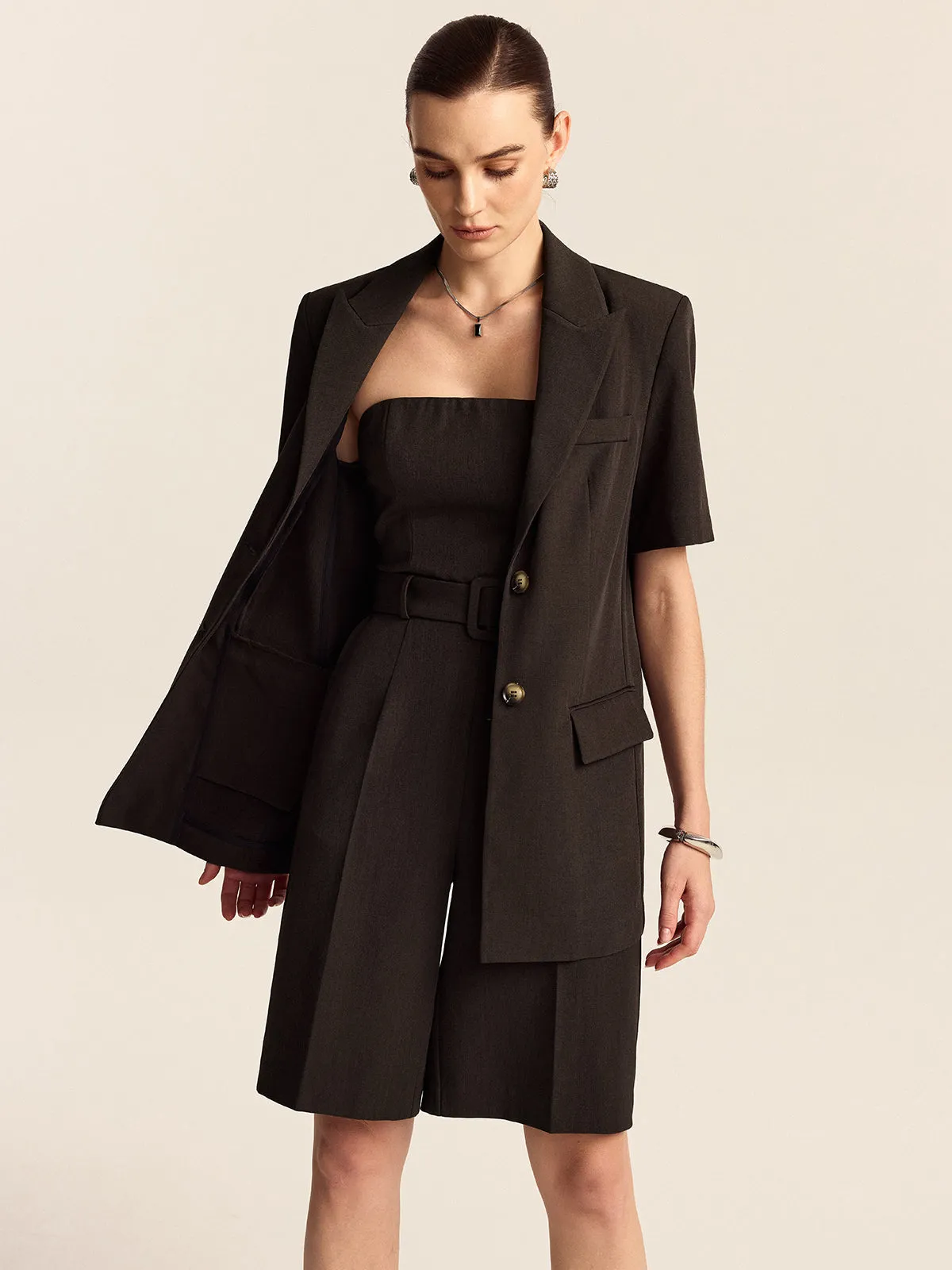 Oversized Short-Sleeved Blazer sold by COMMENSE product image thumbnail 2