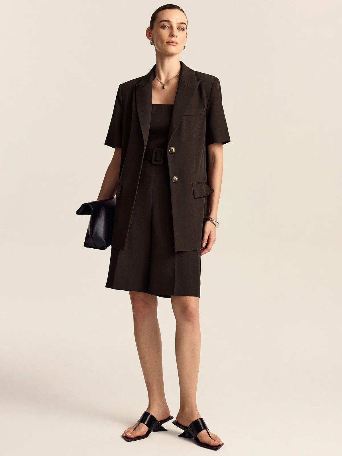 Oversized Short-Sleeved Blazer sold by COMMENSE