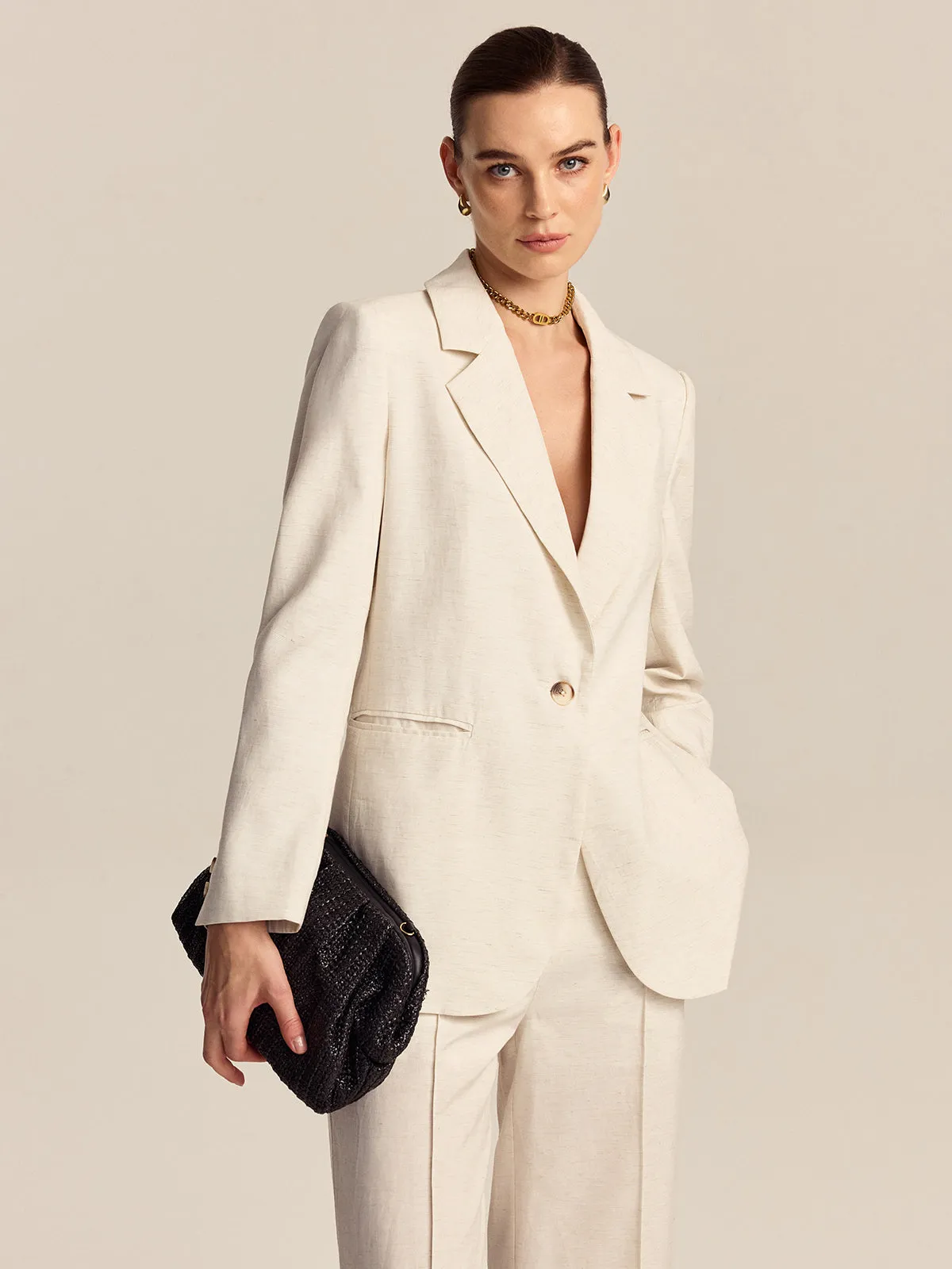 Tencel-Linen Blend Blazer sold by COMMENSE