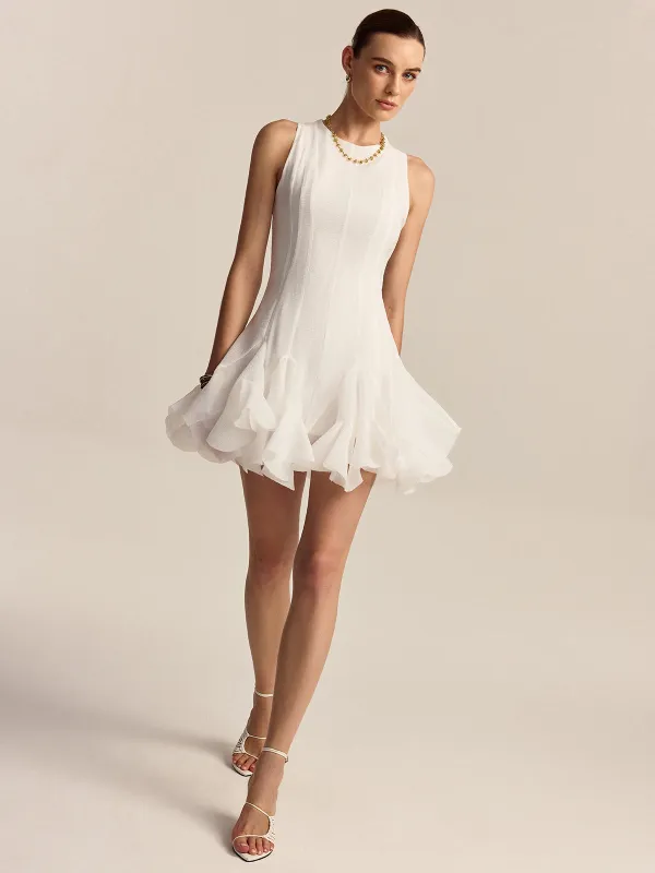 Semi-Sheer Ruffled Hem Mini Dress sold by COMMENSE