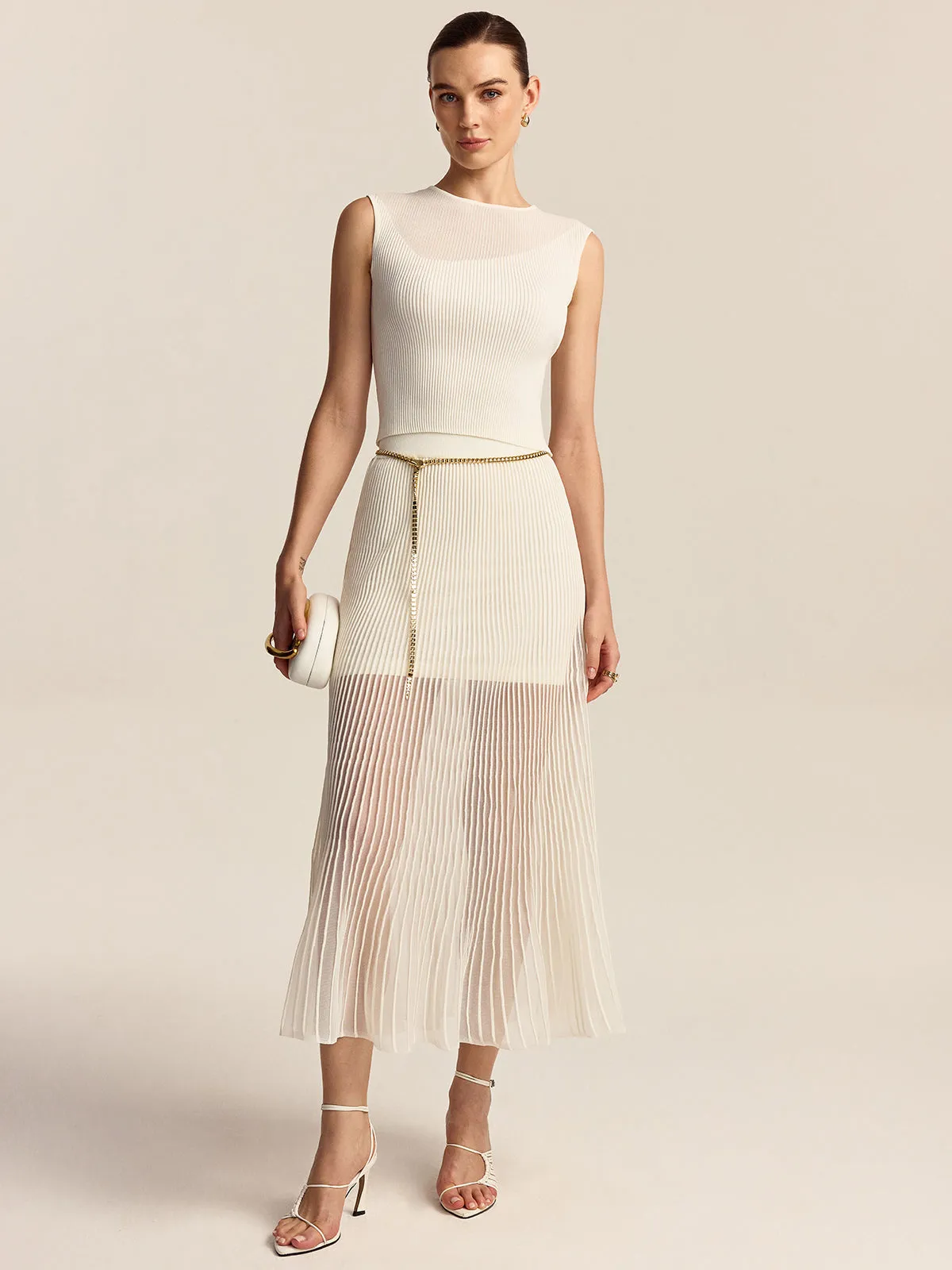 Ribbed Knit Sleeveless Top sold by COMMENSE product image thumbnail 3