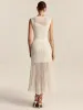 Semi-Sheer Pleated Midi Skirt sold by COMMENSE