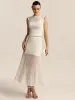 Semi-Sheer Pleated Midi Skirt sold by COMMENSE