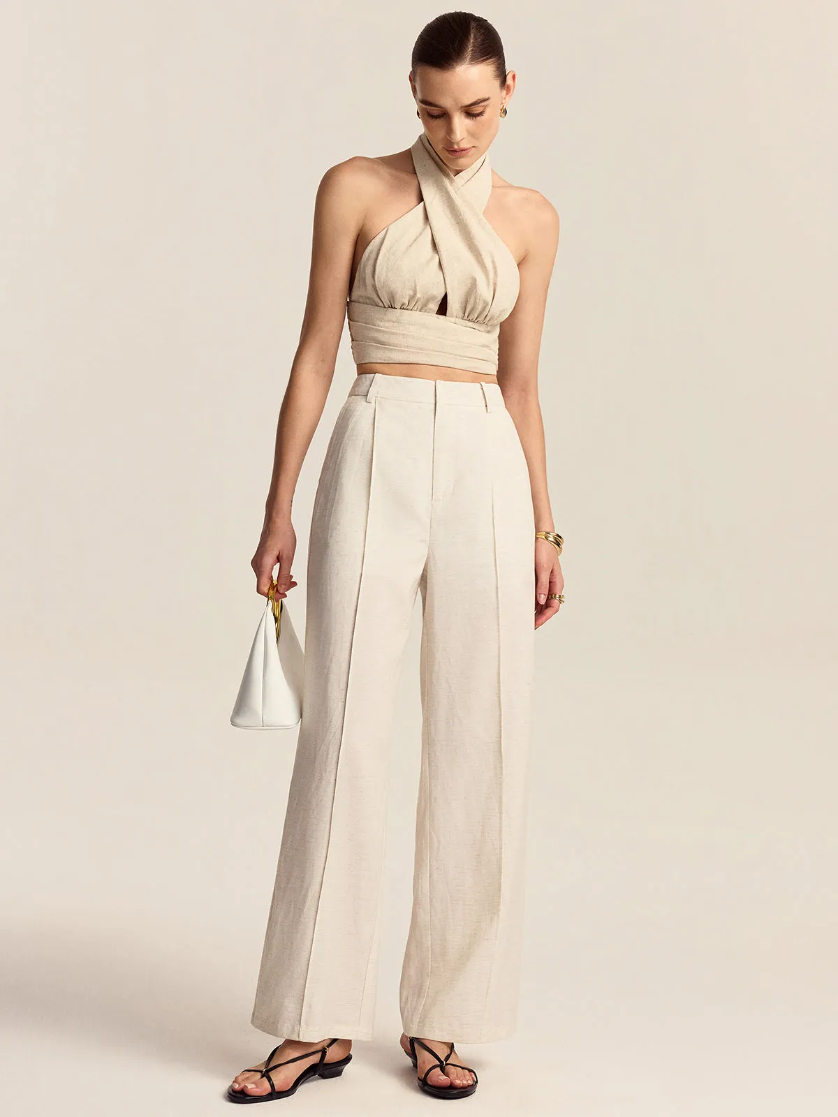 Linen & Cotton Halter Crop Top sold by COMMENSE product image thumbnail 3