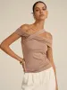 Asymmetrical Twist Off-Shoulder Top sold by COMMENSE