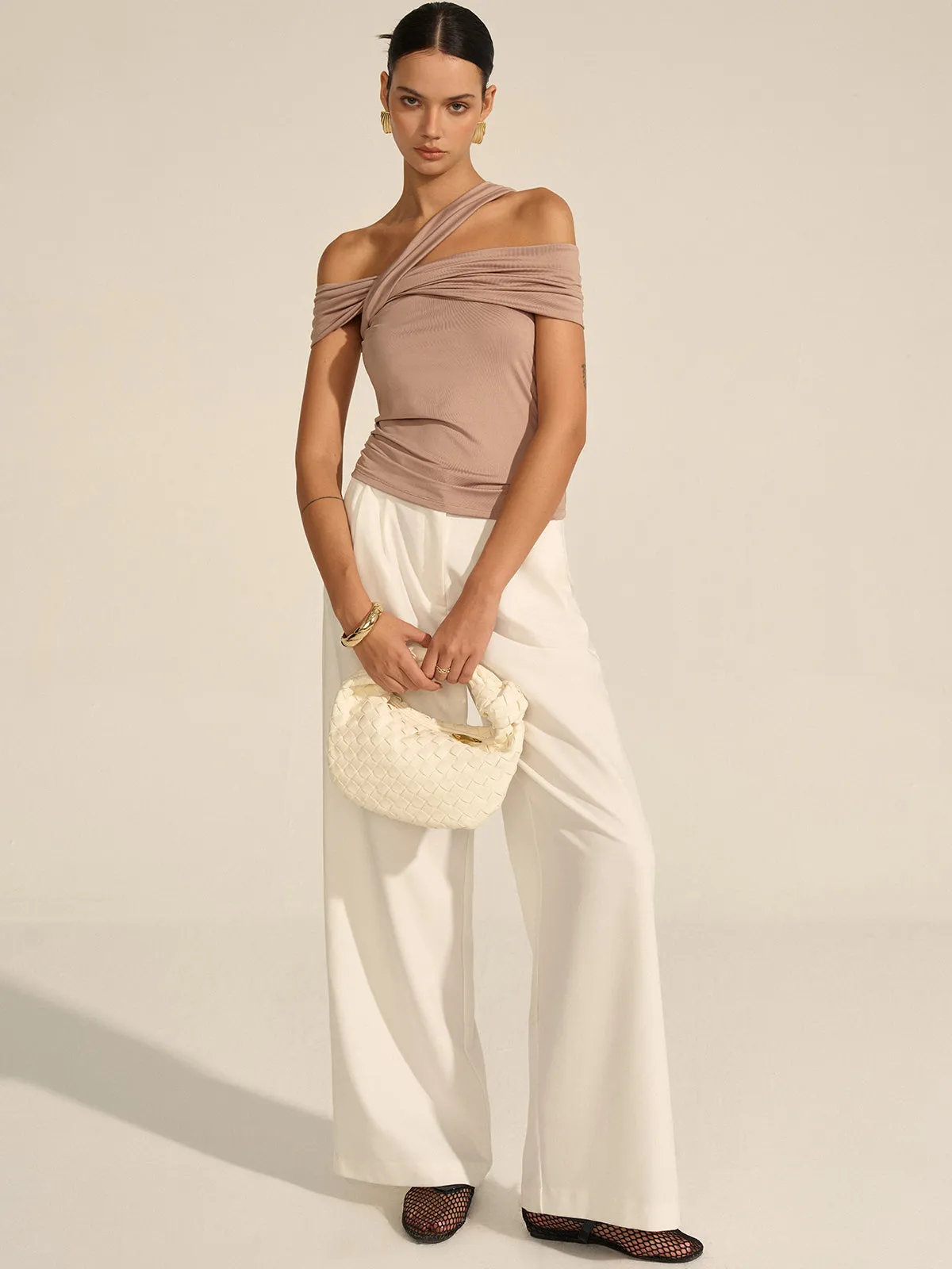 Asymmetrical Twist Off-Shoulder Top sold by COMMENSE product image thumbnail 4