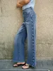 Buttoned Side Detail Pocketed Jeans sold by COMMENSE